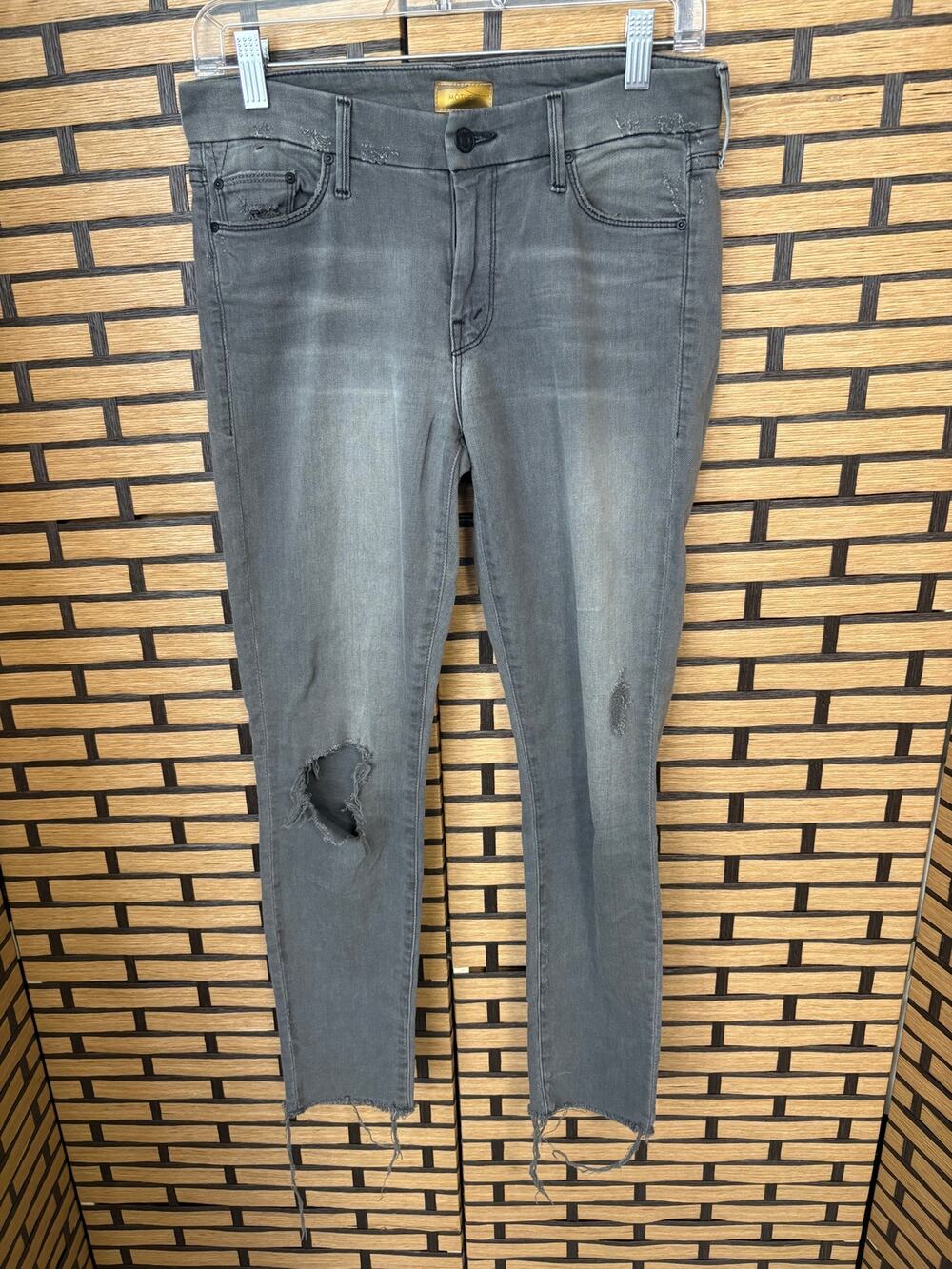 Mother Gray Looker Ankle Fray Jeans 27